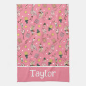 Niedliches Pink Weihnachts Flamingo und Ananas Mus Geschirrtuch (Vertikal)