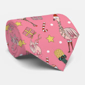 Niedliches Pink Weihnachts Flamingo und Ananas Mus Krawatte (Gerollt)