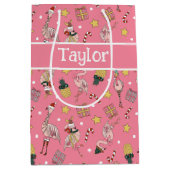 Niedliches Pink Weihnachts Flamingo und Ananas Mus Mittlere Geschenktüte (Vorderseite)