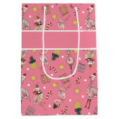 Niedliches Pink Weihnachts Flamingo und Ananas Mus Mittlere Geschenktüte (Rückseite)