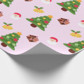 Niedliches Pink Weihnachtsbaumwrapping Paper Geschenkpapier (Ecke)