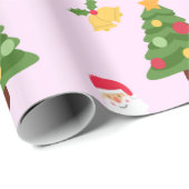 Niedliches Pink Weihnachtsbaumwrapping Paper Geschenkpapier (Rolleneckpunkt)