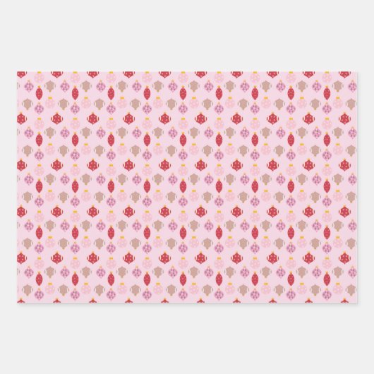 Niedliches Pink Weihnachtswackelpapier Geschenkpapier Set (Vorderseite)