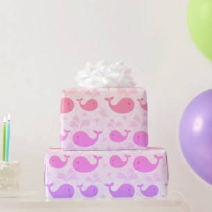 Niedliches Pink Whales Muster Geschenkpapier