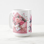 NIEDLICHES PINK & WHITE CROCHET SIEHT ENVELOPEN AU KAFFEETASSE (Vorderseite Links)