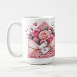 NIEDLICHES PINK & WHITE CROCHET SIEHT ENVELOPEN AU KAFFEETASSE