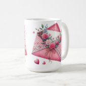 NIEDLICHES PINK & WHITE CROCHET SIEHT ENVELOPEN AU KAFFEETASSE (VorderseiteRechts)
