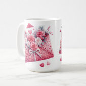 NIEDLICHES PINK & WHITE CROCHET SIEHT ENVELOPEN AU KAFFEETASSE (Vorderseite Links)