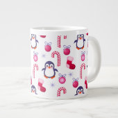 Niedliches Pink & White Weihnachtsmuster mit Pingu Jumbo-Tasse (Vorderseite Rechts)
