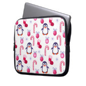 Niedliches Pink & White Weihnachtsmuster mit Pingu Laptopschutzhülle (Vorderseite Links)