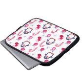Niedliches Pink & White Weihnachtsmuster mit Pingu Laptopschutzhülle (Vorne Knopf)
