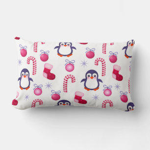 Niedliches Pink & White Weihnachtsmuster mit Pingu Lendenkissen