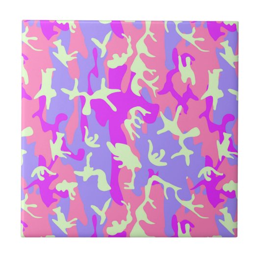 Niedliches pinkfarbiges digitales Tarnmuster Fliese (Vorderseite)