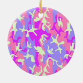 Niedliches pinkfarbiges digitales Tarnmuster Keramik Ornament (Hinten)