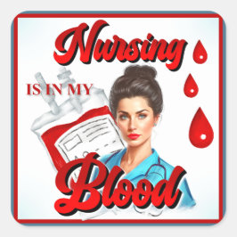 Niedliches Pinup_ Nahrung in meinem Blut Quadratischer Aufkleber