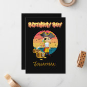 Niedliches Pirate Boy Geburtstagthema Mitteilungskarte (Vorderseite/Rückseite Beispiel)