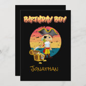 Niedliches Pirate Boy Geburtstagthema Mitteilungskarte (Vorne/Hinten)