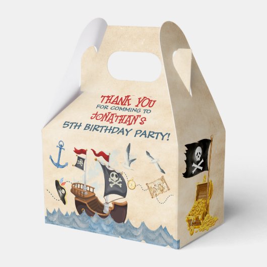 Niedliches Pirate Geburtstag Parchment Aquarell Geschenkschachtel (Vorderseite)