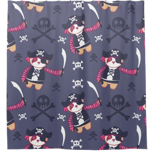 Niedliches Pirate Panda Bear Pattern Duschvorhang (Vorderseite)
