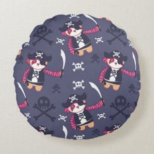 Niedliches Pirate Panda Bear Pattern Rundes Kissen