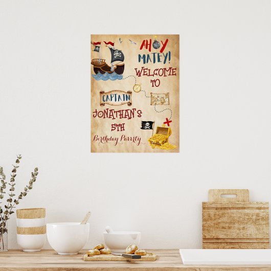 Niedliches Pirate-Party Poster (Küche)