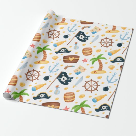 Niedliches Pirate Themed Nautic Pattern  Geschenkpapier (Ungerollt)