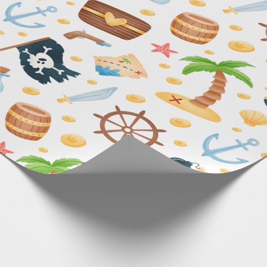 Niedliches Pirate Themed Nautic Pattern Geschenkpapier (Ecke)