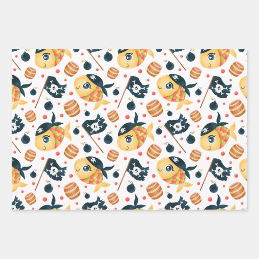 Niedliches Pirate Themed Nautic Pattern  Geschenkpapier Set (Vorderseite 2)