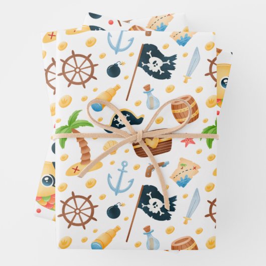 Niedliches Pirate Themed Nautic Pattern Geschenkpapier Set (Beispiel)