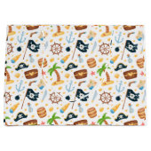 Niedliches Pirate Themed Nautic Pattern Große Geschenktüte (Vorderseite)