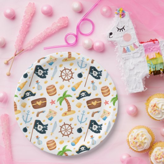 Niedliches Pirate Themed Nautic Pattern Pappteller (Party)