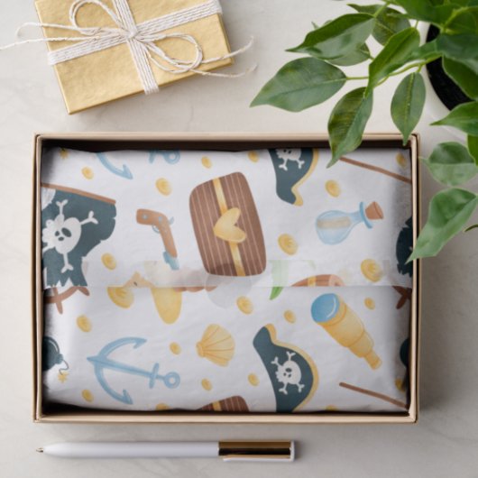 Niedliches Pirate Themed Nautic Pattern Seidenpapier (Geschenk)