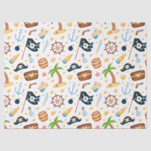 Niedliches Pirate Themed Nautic Pattern Seidenpapier