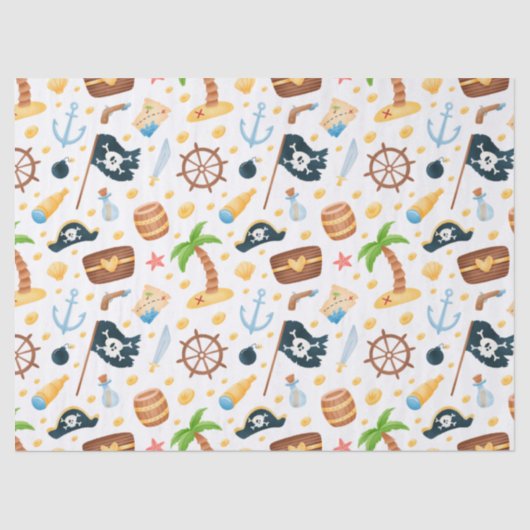 Niedliches Pirate Themed Nautic Pattern Seidenpapier (Vorderseite)