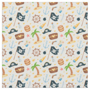 Niedliches Pirate Themed Nautic Pattern  Stoff