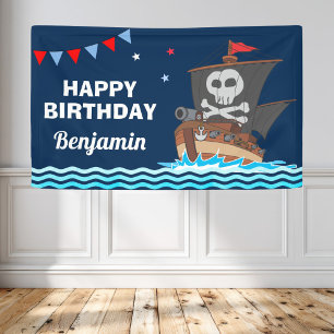 Niedliches Piraten-Schiffs-Kindergeburtstag-Party Banner