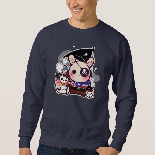 Niedliches Piratenhäschen mit kawaii Sweatshirt (Vorderseite)