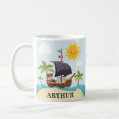 Niedliches Piratenschiff für Kinder - personalisie Kaffeetasse (Links)