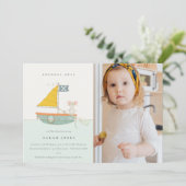 Niedliches Piratenschiff Kinder jeden Alters Einla Dankeskarte (Stehend Vorderseite)