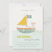 Niedliches Piratenschiff Kinder jeden Alters Einla Dankeskarte (Vorderseite)