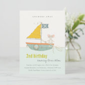 Niedliches Piratenschiff Kinder jeden Alters Einla Dankeskarte (Stehend Vorderseite)