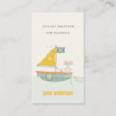 Niedliches Piratenschiff Monogram Kid Playdate Cal Visitenkarte (Vorderseite)