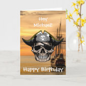 Niedliches Piratenschiff zum Geburtstag Karte (Gelbe Blume)