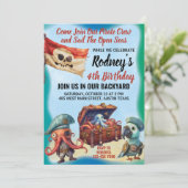 Niedliches Piratenthema Geburtstagsfeier Einladung (Stehend Vorderseite)