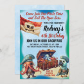 Niedliches Piratenthema Geburtstagsfeier Einladung (Vorne/Hinten)