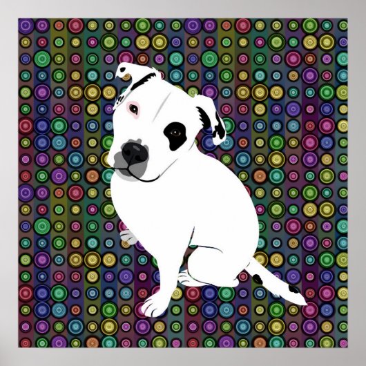 Niedliches Pitbuli Welpe auf Circle Pattern Poster (Vorne)