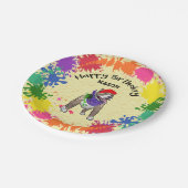 Niedliches Pitbull Dog Fun Paint Splash Party    Pappteller (Schrägansicht)