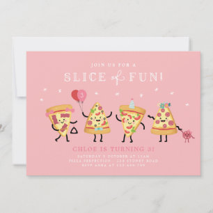 Niedliches Pizza-Party Geburtstagseinladung, Spaß- Einladung