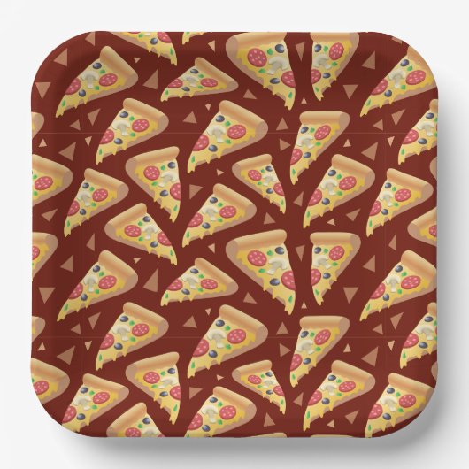 niedliches Pizza-Party mit Fliesen Pappteller (Vorderseite)