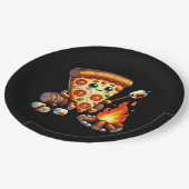 Niedliches Pizza-Party Pappteller (Schrägansicht)